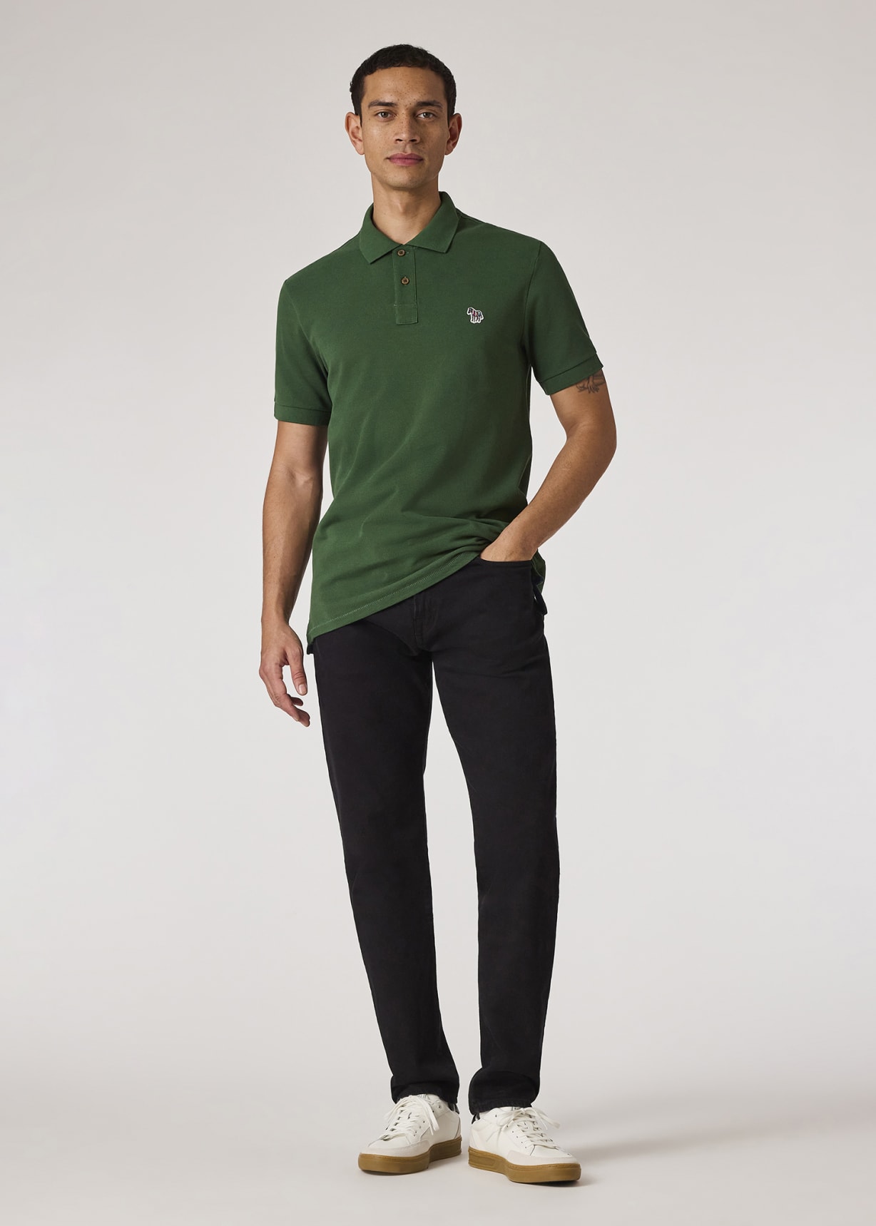 Men's Forest Green Organic Cotton Zebra Polo Shirt